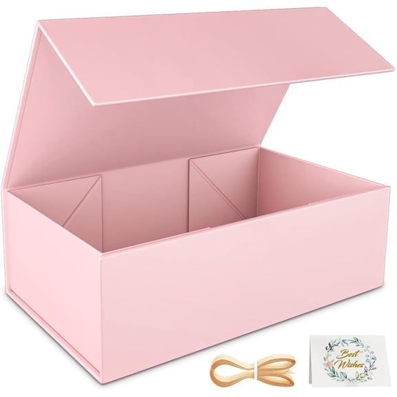 UniVerse Pink Gift Box, 9.5x6x3'' Gift box for Presents with Lids Magnetic Closure Rectangle Collapsible for Bridesmaid Proposal Box, Wedding, Christmas, Halloween, Birthday Gift Packging
