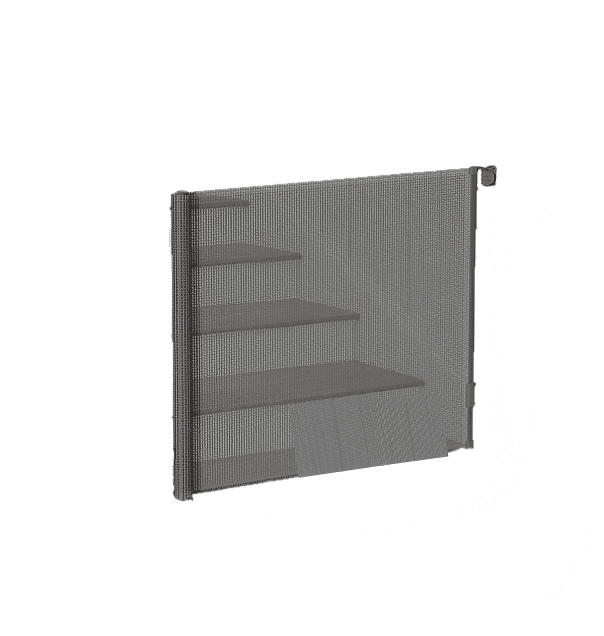 UniVerse Retractable Baby Gate, for Stairs 55" Wide Mesh Dog Gate Indoor, Two-Step Safety Lock, 34" Tall Child Gate for Doorways, Hallways, Deck, Indoor Outdoor Garage Gray