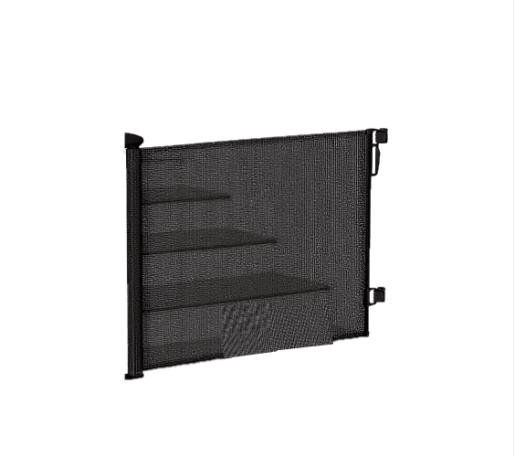 UniVerse Retractable Baby Gate, for Stairs 55" Wide Mesh Dog Gate Indoor, Two-Step Safety Lock, 34" Tall Child Gate for Doorways, Hallways, Deck, Indoor Outdoor Garage Black