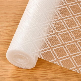 Shelf Liners For Kitchen Cabinets - 25" X 20 Ft, EVA Non-Slip Drawer Mats, Waterproof, BPA-Free, White Diagonal Stripes