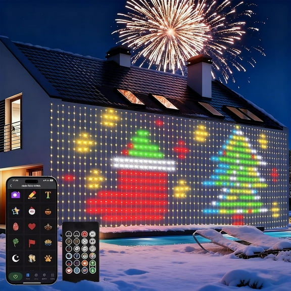 UniVerse Smart Curtain Lights Plug in, 400 LED Curtain Lights with App Programmable 6.6 x 6.6ft RGB&IC DIY Pattern Music Sync for Bedroom Backdrop Decor