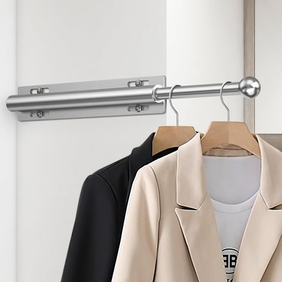 UniVerse Valet Rod for Closet Pull Out, Retractable Slide Out 12" Aluminum Valet Rod Closet Organization Valet Clothing Hanger Rods Perfect for Suits Freshly Pressed Clothes White