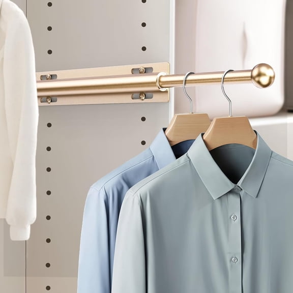 UniVerse Valet Rod for Closet Pull Out, Retractable Slide Out 12" Aluminum Valet Rod Closet Organization Valet Clothing Hanger Rods Perfect for Suits Freshly Pressed Clothes Gold