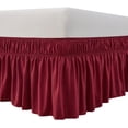 thumbnail image 1 of UniVerse Wrap Around Bed Skirt Three Fabric Sides Elastic Dust Ruffled 14 Inch Tailored Drop,Easy to Install Fade Resistant-Burgundy, Twin/Full, 1 of 12