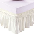 thumbnail image 1 of UniVerse Wrap Around Bed Skirt Three Fabric Sides Elastic Dust Ruffled 16 Inch Tailored Drop,Easy to Install Fade Resistant-Ivory, Queen/King, 1 of 12