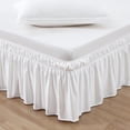 thumbnail image 1 of UniVerse Wrap Around Bed Skirt Three Fabric Sides Elastic Dust Ruffled 16 Inch Tailored Drop,Easy to Install Fade Resistant-Natural White, Queen/King, 1 of 14