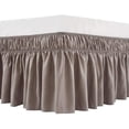 thumbnail image 1 of UniVerse Wrap Around Bed Skirt Three Fabric Sides Elastic Dust Ruffled 18 Inch Tailored Drop,Easy to Install Fade Resistant-Taupe, Twin/Full, 1 of 12
