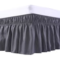 thumbnail image 1 of UniVerse Wrap Around Bed Skirt Three Fabric Sides Elastic Dust Ruffled 24 Inch Tailored Drop,Easy to Install Fade Resistant-Dark Grey, Queen/King, 1 of 12