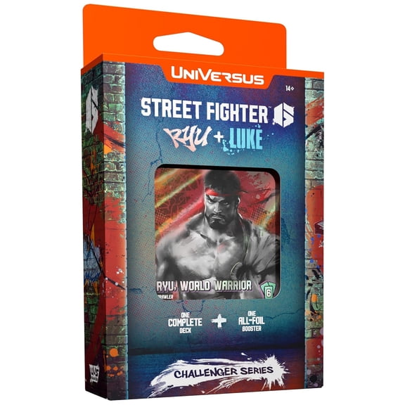 UniVersus: Street Fighter 6 Challenger Series - Ryu & Luke - Deck Building Card Game, Ready to Play Character Deck, 6 Foil-Alt Art Booster Cards