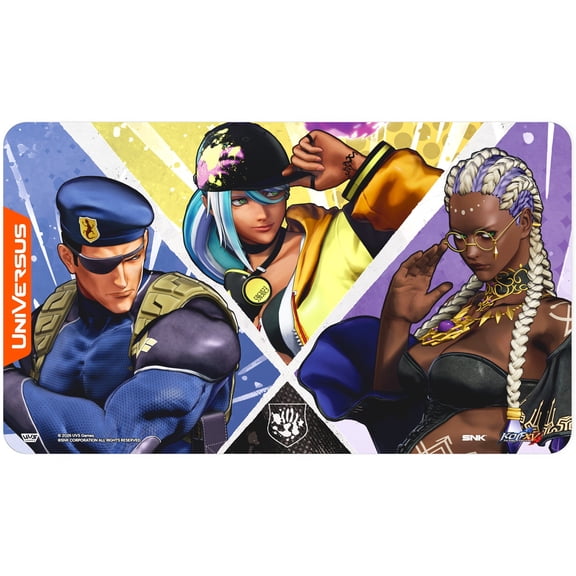 UniVersus: The King of Fighters XV - Team Rival Playmat - 24x14" Neoprene Mat, Character Art, Non-Slip Back, Collectible Tabletop Card Game Accessory