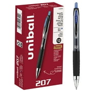 uniball 207 Retractable Gel Pens, Bold Point 1.0mm, Blue Ink, 12 Count