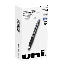 Uniball 207 Retractable Gel Pens, Bold Point (1.0mm), Blue Ink, 12 Count