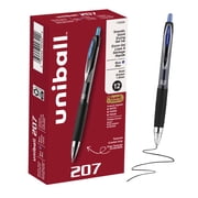 uniball  207 Retractable Gel Pens, Bold Point, 1.0mm, Blue Ink, 12 Count