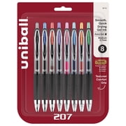 uniball 207 Retractable Gel Pens, 0.7mm Medium Point, Assorted Ink, 8 Count