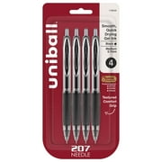 uniball 207 Retractable Gel Pens, Medium Point 0.7mm, Black Ink, 4 Count