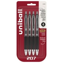 uniball 207 Retractable Gel Pens, Bold Point (1.0mm), Black Ink, 4 Count