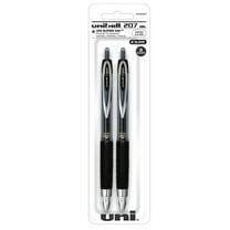 Uniball 207 Retractable Gel Pens, Micro Point (0.5mm), Black Ink Gel Pens, 2 Count