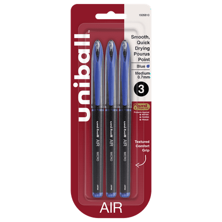 Uniball Air Porous Point Pens, Fine Point (0.7mm), Blue Ink, 3 Count