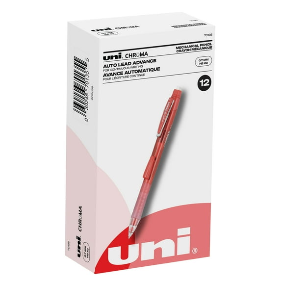 Uniball CHROMA Mechanical Pencil HB #2, Medium Point (0.7mm), Red, 12 Count