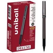 uniball Deluxe Rollerball Pens, Micro Point 0.5mm, Black Ink, 12 Count