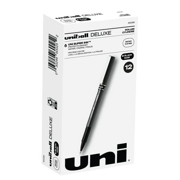 Uniball Deluxe Rollerball Pens, Micro Point (0.5mm), Black Ink, 12 Count
