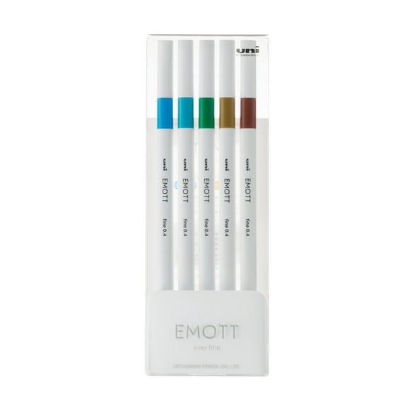 Uniball EMOTT Fine Line Marker Pens, Micro Point (0.4mm), Assorted Island Colors, 5 Count