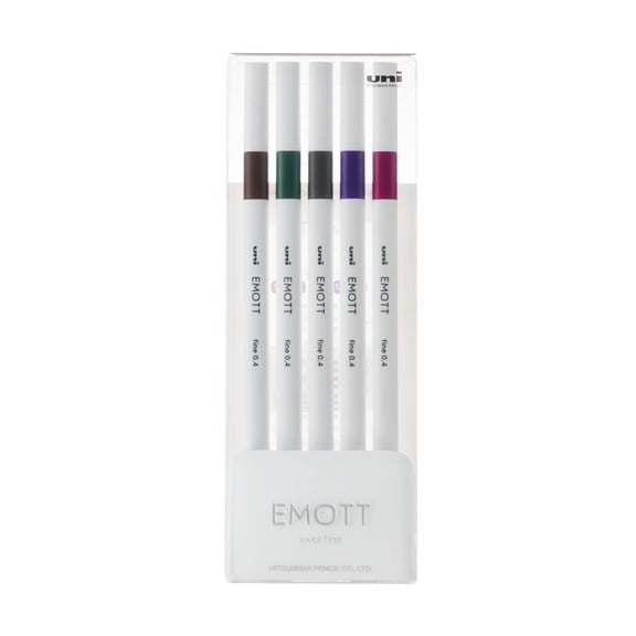 uniball EMOTT Fine Line Marker Pens, Micro Point (0.4mm), Assorted Vintage Colors, 5 Count