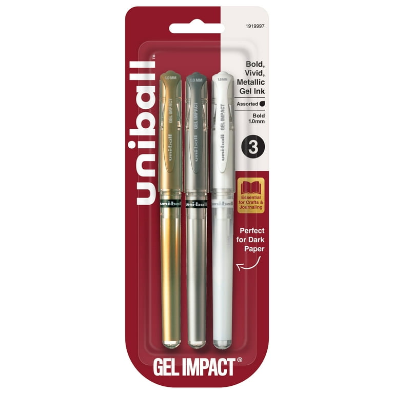 uniball Gel Impact Metallic Ink Pen - Bold Pen Point - 1 mm Pen Point Size - Assorted Gel-based Ink - 10 / Pack