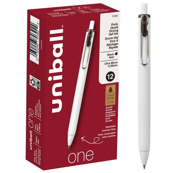 Uniball Gel Pen 12 Pack, 0.38mm Ultra Micro Black Ink, Smooth Writing Office Supplies