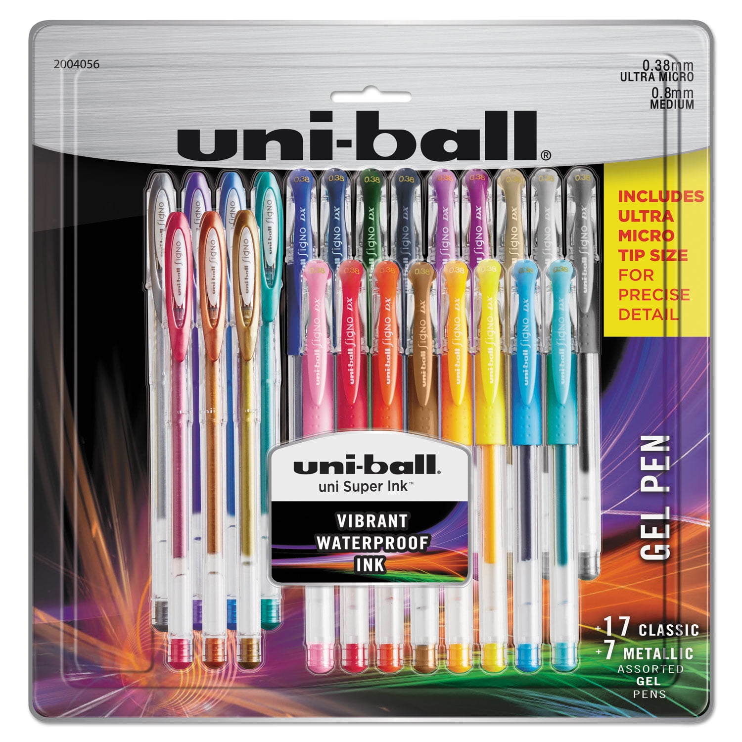 Gel Pen, Stick, Micro 0.38 mm, Assorted Ink Colors, Clear Barrel, 8/Pack | Bundle of 2 Sets