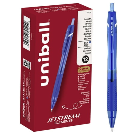 uniball Jetstream Elements Ballpoint Pens, Medium Point (1.0mm), Blue Ink, 12 Count
