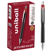 uniball Jetstream RT Retractable Ballpoint Pens, Medium Point 1.0mm, Red Ink, 12 Count