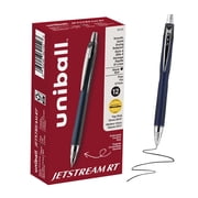 uniball™ Jetstream Retractable Ballpoint Pens, Fine Point, 0.7mm, Navy Barrel, Black Ink, 12 Count