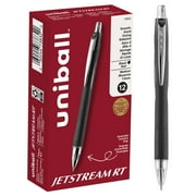 uniball Jetstream Retractable Ballpoint Pens, Fine Point 1.0mm, Black Ink, 12 Count