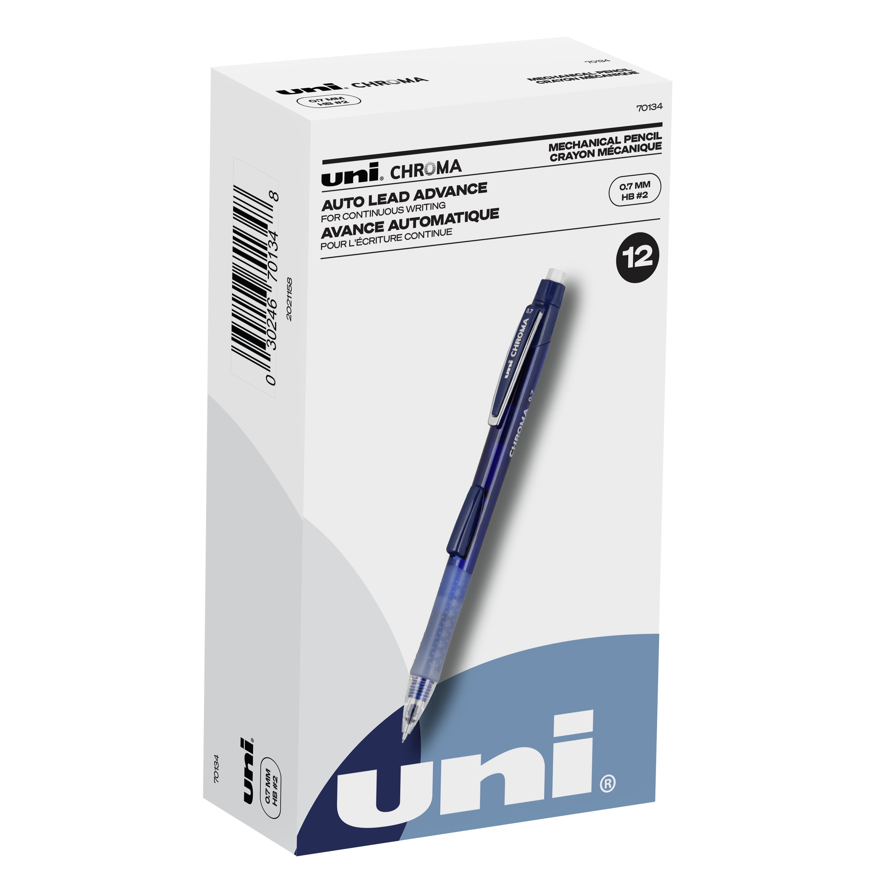 Uniball Mechanical Pencil HB 2, Medium Point (0.7mm), Blue, 12 Count