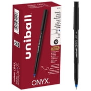 uniball ONYX Rollerball Pens, Fine Point, 0.7mm, Blue Ink, 12 Count