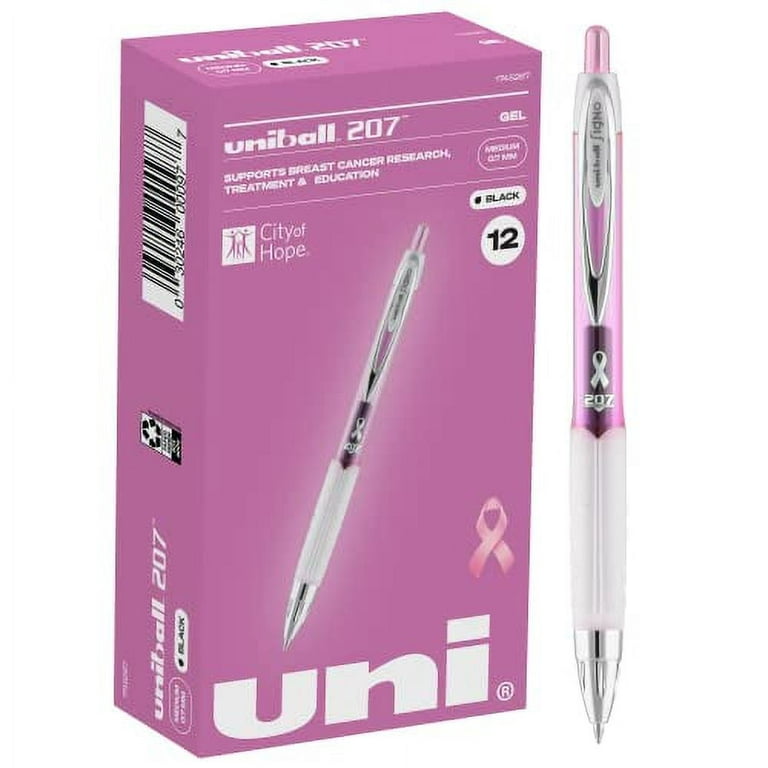 Uniball Signo 207 Pink Ribbon Gel Pen 12 Pack, 0.7mm Medium Black Pens, Gel  Ink Pens  Office Supplies by Uniball are Pens, Ballpoint Pen, Colored  Pens, Gel Pens, Fine Point, Smooth