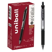 uniball Signo Retractable Gel Pens, Medium Point (0.7mm), Black Ink, 12 Count