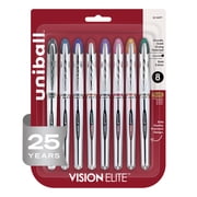 uniball Vision Elite Rollerball Pens, Bold Point, 0.8mm, Assorted Ink Colors, 8 Count