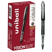 uniball Vision Elite Rollerball Pens, Micro Point 0.5mm, Black Ink, 12 Count