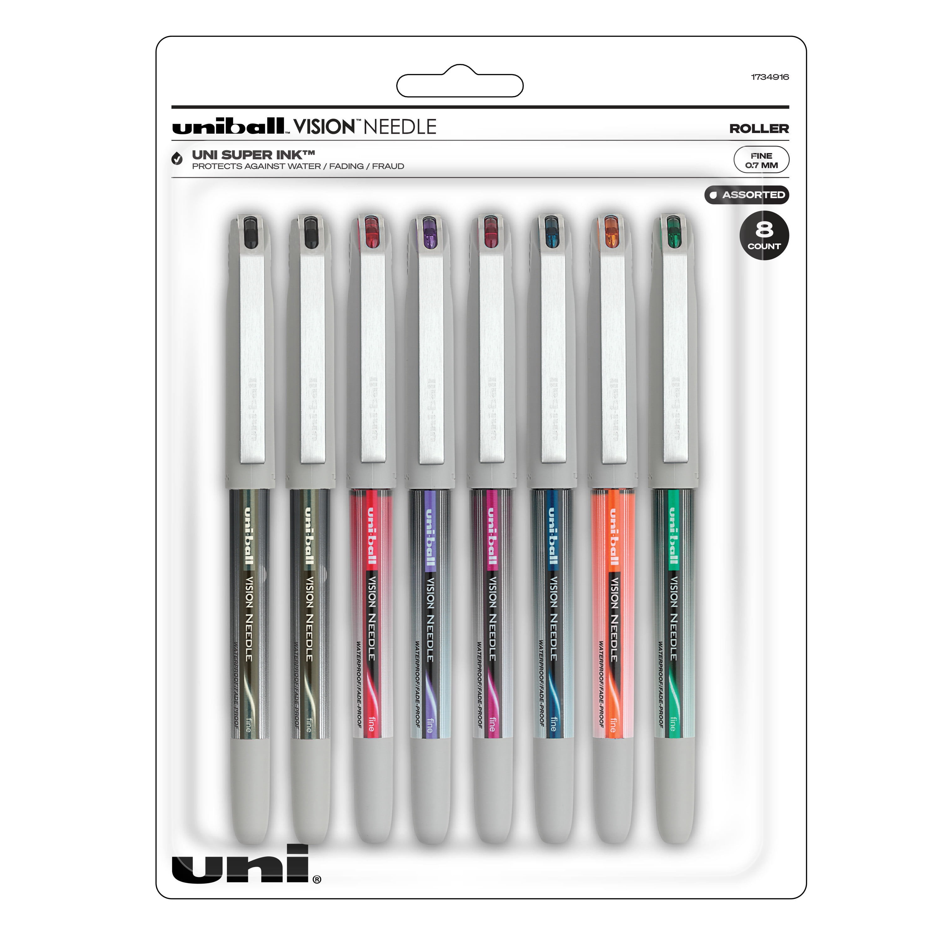 Uniball Vision Needle Rollerball Pens, Fine Point (0.7mm