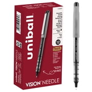 uniball Vision Needle Rollerball Pens, Fine Point 0.7mm, Black Ink, 12 Count