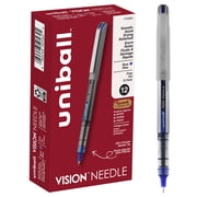uniball Vision Needle Rollerball Pens, Fine Point, 0.7mm, Blue Ink, 12 Count