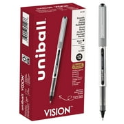 uniball Vision Rollerball Pens, Fine Point, 0.7mm, Black Ink, 12 Count