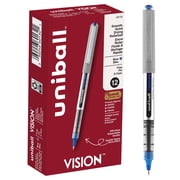 uniball Vision Rollerball Pens, Fine Point (0.7mm), Blue Ink, 12 Count