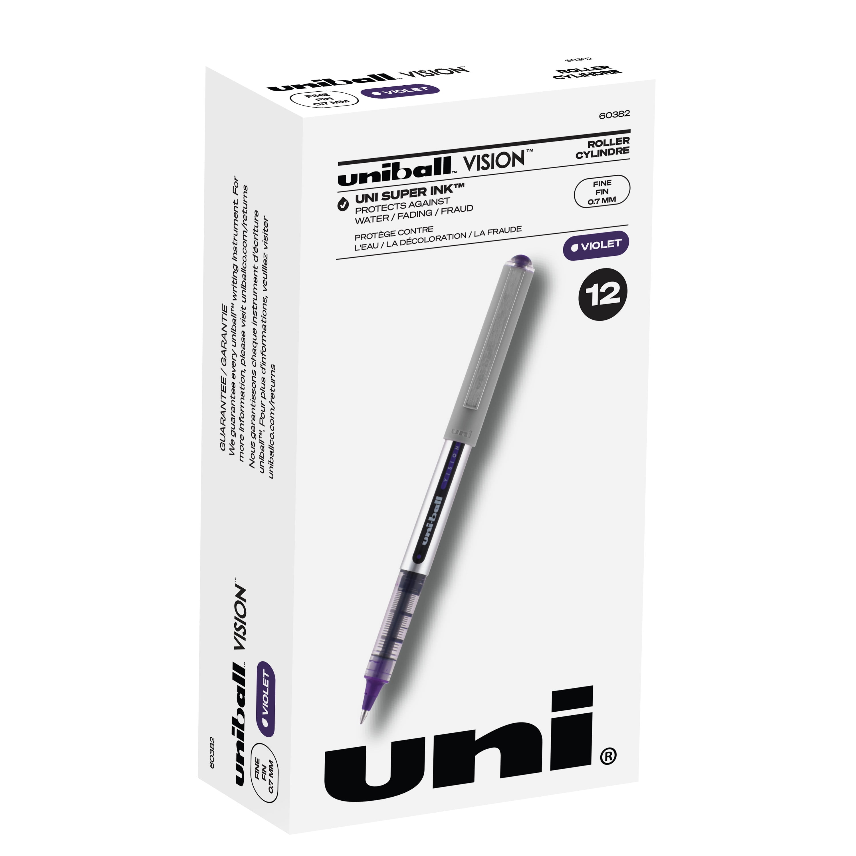 Uniball Vision Rollerball Pens, Fine Point (0.7mm), Violet Purple Ink, 12  Count 