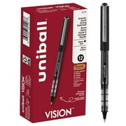 uniball Vision Rollerball Pens, Micro Point 0.5mm, Black Ink, 12 Count