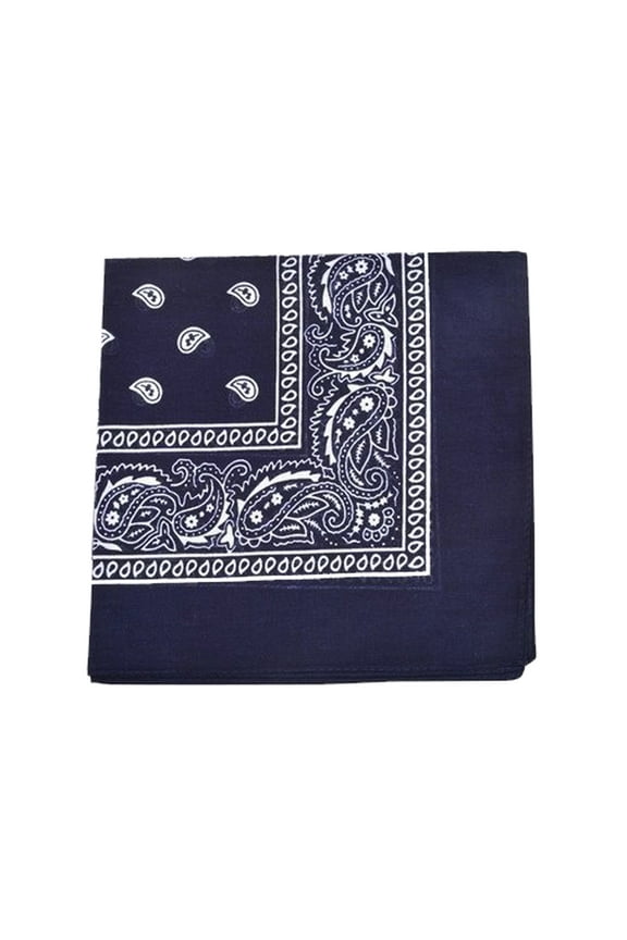 Paisley Cotton Bandana XL, head wrap, handkerchief (Navy Blue) - 10 Pack