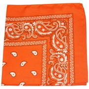 Unibasic Paisley Cotton Bandana, head wrap, handkerchief Orange - 18 Pack