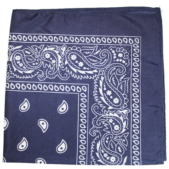 Unibasic Paisley Polyester Bandana, head wrap, handkerchief (Navy Blue)- 26 Pack